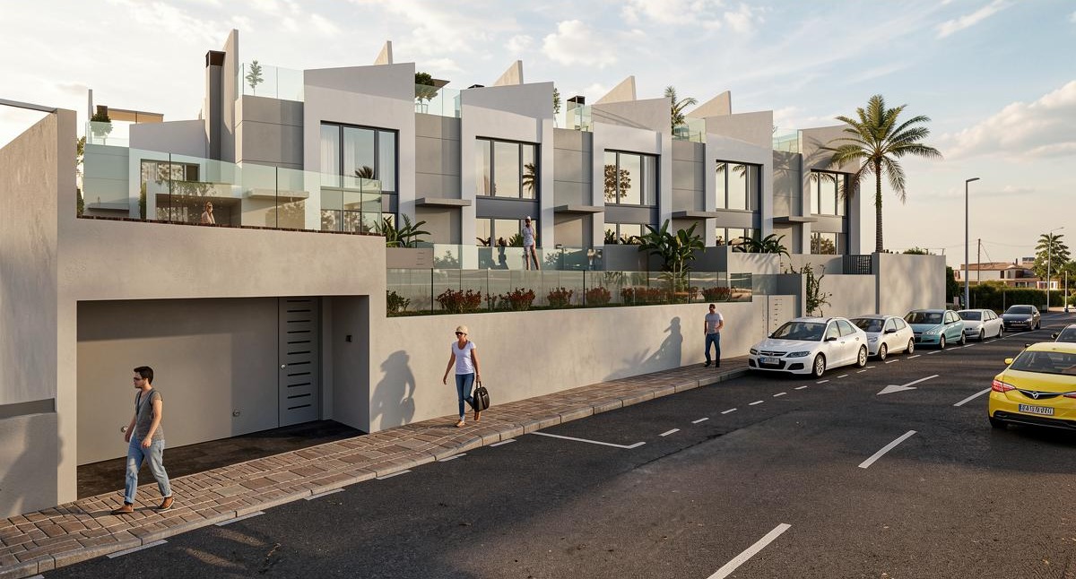 Render arquitectónico de las residencias de El Médano